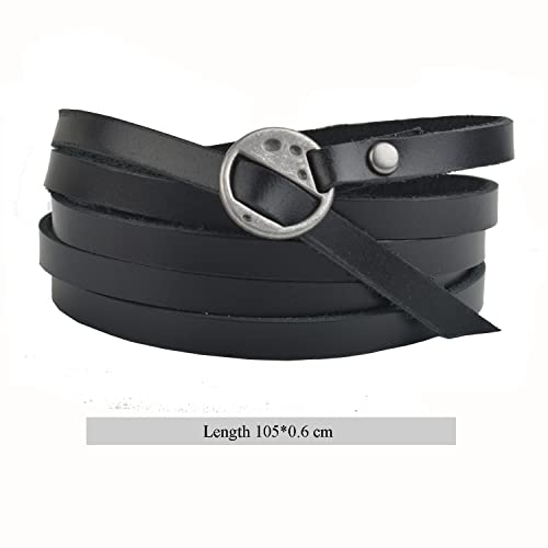 Rantanto Genuine Leather Wrap Bracelets Trendy Western Stackable Cuff Adjustable Boho Layered Bracelet Jewelry For Men Women2