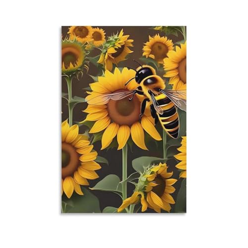 Toile moderne abeilles et tournesols tableau de décoration murale salon