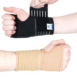 Actesso Elastic Wrist Support with Strap – Ideal for Sprains, Injury or Tendonitis with no Metal bar – Support Without inhibiting Flexibility | Left or Right (M, Black)