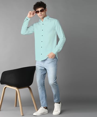 Image of Shirt for Men, Solid Full Sleeves Shirt, Wrinkle Free Men's Shirts, Cotton Casual Shirts, Regular Fit Stylish Mens Shirt, Casual Formal Shirts for Men