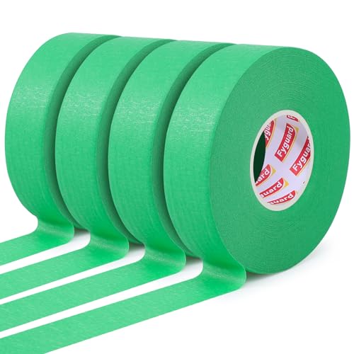 Image of Fyguard 4 Rolls Green Masking Tape, 24mm x 50m Painters Tape Decorating Crepe Tape No Residue Waterproof for Indoor and Outdoor Use