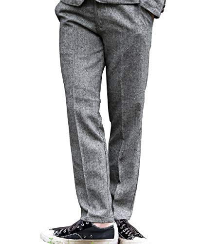 (アークティックプラント) Arctic Plant メンズ ツイード ヘリンボーン センタープレス スラックス パンツ グレーツイード(3) M