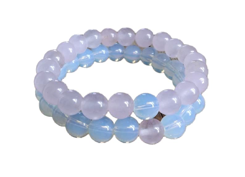 Cadeau de couple set de 2 bracelets quartz rose et pierre de lune