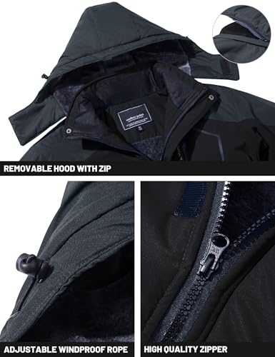 Image of TACVASEN Men's Winter Skiing Jackets Water Resistant Fleece Coats Insulated Thermal Snowboard Jacket Parka Raincoat with Hood