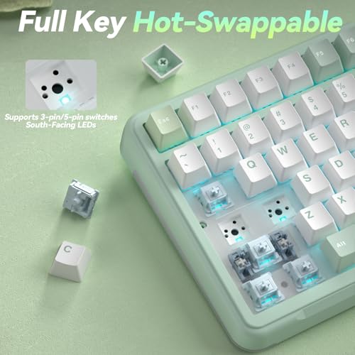 Image of SOLAKAKA A99 Pro Wireless Mechanical Keyboard with BT5.0 /2.4GHz /USB-C, LCD Screen & Metal Knob, Gasket-Mounted Gaming Keyboard, Full Hot-Swappable, RGB Creamy Keyboard for Win /Mac