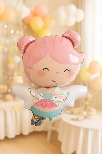 Fairy Balloon – Large Pink Hair Fairy Foil Balloon for Girls Birthday – Magical Fairy Party Decoration for Woodland, Princess or Fantasy Themes