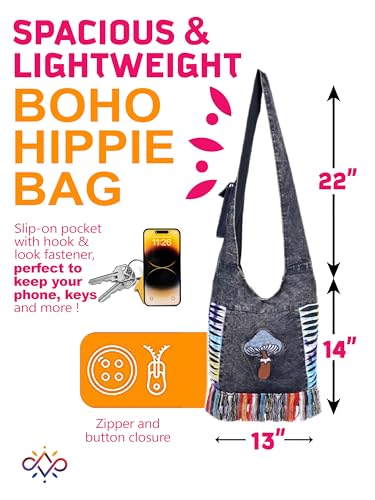 Image of THE COLLECTION ROYAL Hobo Crossbody Bags for Women, Boho Purse, Boho Bag | Hippie Bag, Indie Tote Bag, Cloth Purse for Women