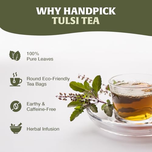 Image of HANDPICK Tulsi Tea (100 Teabags) Original Holy Basil Tea leaves from India