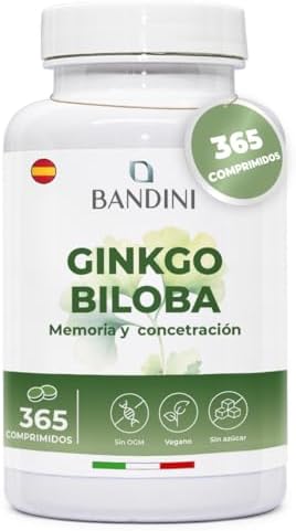 Bandini® Ginkgo Biloba 6600 mg - 365 comprimidos vegan con Ginsen...