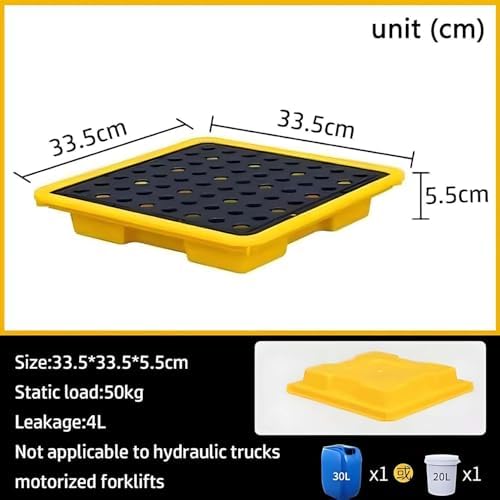 Leakproof Spill Containment Pallet with Drain Outlet - Stackable & Detachable Tray for Industrial, Garage, Kitchen & Basement Storage - 120x60x18cm