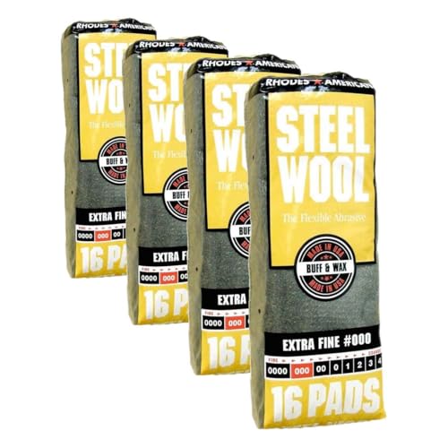Homax - 33873161011 Steel Wool, Extra Fine Grade #000, 16 Pads (Pack of 4)