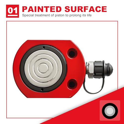 Image of Big RED Hydraulic Ram, Single-Acting Mini Jack, 2.44 inch Stroke, 30 Ton | for Shipbuilding, Bridge, Construction, Precision Machinery, Small Spaces