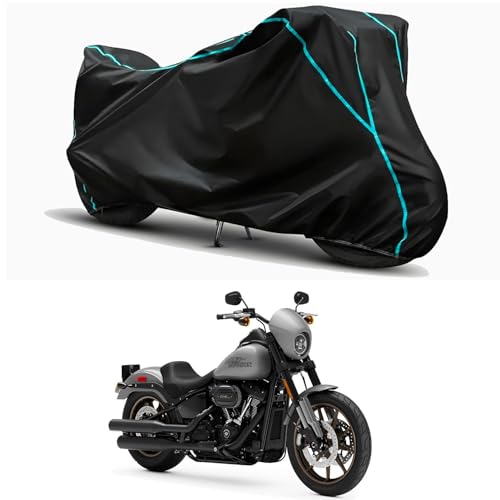 Image of Waterproof Bike Body Cover Compatible for | Davidson Low Rider S BS6 | Taffeta Fabric, Sky Piping Design, Bottom Elastic Fit | Dustproof, Sun UV & Rain Protection for All Weather.