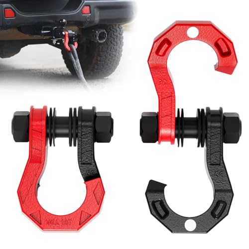Image of 3 /4 inch D Ring Separate Shackles, 52,910lbs Break Strength Easy Open Towing Winch Shackles, Heavy Duty Shackles with 7 /8 inch Screw Pin for Tow Strap Winch Off Road Vehicle Recovery, BlackRed