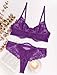 FEOYA Women Lace Lingerie Set Sheer Embroidered Bra and Panty Sets 2 Piece Mesh Babydoll Lingerie Strappy See Through Bralette Underwear Purple S