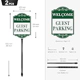 Anobell Welcome Guest Parking Signs With 36 inch Iron Metal Stake 10 x 14 Inch Rustproof Aluminum Customer Parking Signs Outdoor Yard Driveway Sign for Home Office Hotel Business 2 Pack