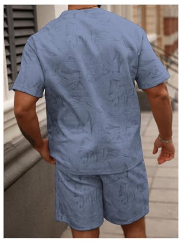 Men's Casual Outfits Short Sleeve Crew Neck Summer T Shirts and Drawstring Shorts Tracksuits Set3