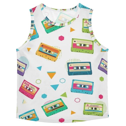 J JOYSAY Cartoon Music Tape Boys Tank Top Sleeveless Muscle Shirts Quick Dry Workout Sport Active Kids T-Shirts 3-15T