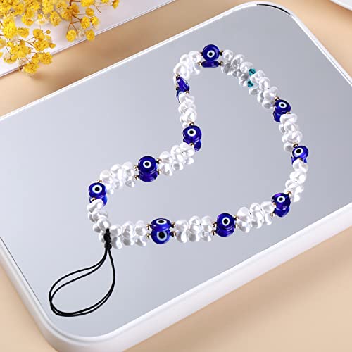 Tiesome Beaded Phone Charm, Evil Eye Beaded Lanyard Wrist Strap Face Beaded Phone Charm Handmade Phone Chain Strap Keychain For Men Women Girls Cell Phone String Strap (Set A) #TOP5