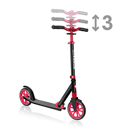GLOBBER NL 205 Roller - Tretroller Kinder ab 8 Jahre - Scooter 205 mm - ABEC 7 - h&ouml;henverstellbar - schwarz-rot
