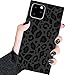 Luxury Square Case for iPhone 12 Pro Max,Fashion Elegant Square Case for Women Girls,Hard PC+Soft Silicone case is Shock-Proof & Skid-Proof for Protective Case-Black Gray Leopard Print, 6.7'