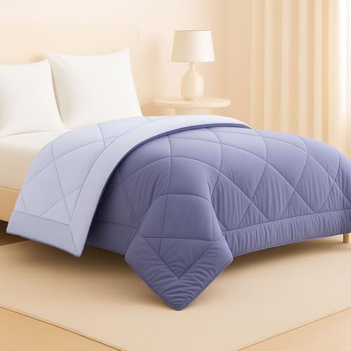 Image of HOMEKART Microfibre All Season /AC /Summer Solid Reversible Double Bed Comforter Blanket | Quilt | Dohar | Rajaai | Duvets - (220 GSM, Grayish Blue)