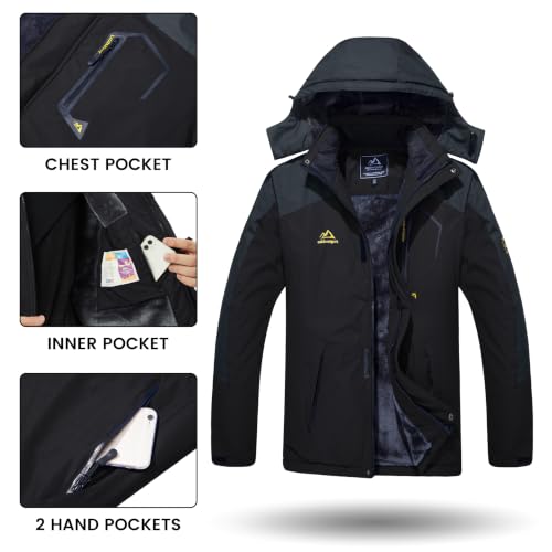 Image of TACVASEN Men's Winter Skiing Jackets Water Resistant Fleece Coats Insulated Thermal Snowboard Jacket Parka Raincoat with Hood