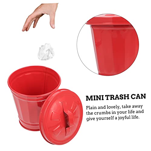 Caneca de basura metálica roja para escritorio 4.33x3.54x3.54 in miniatura 6