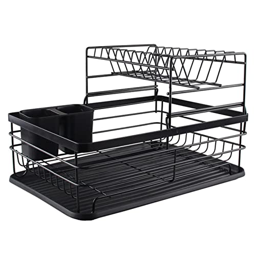 Multifunctional Dish Drying Rack with Drainboard & Silverware Holder 2-Tier Kitchen Storage Shelf Large Capacity Dish Rack for Efficient Counter Space 17x12.6x10.6 Inch