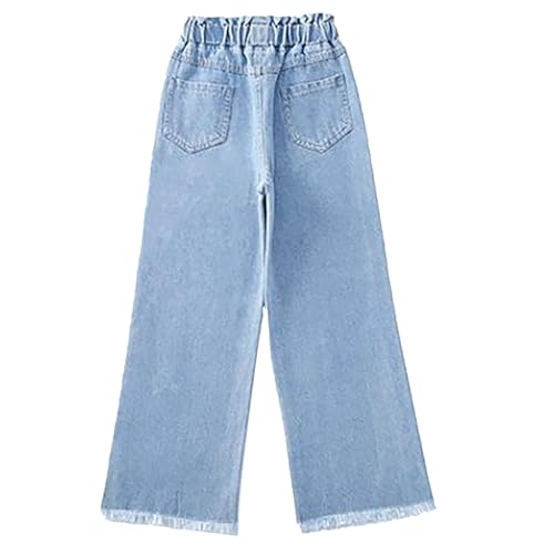 Girls Baggy Wide Leg Jeans Elastic Waist Washed Wide Denim Pants Straight Casual Jeans with Pockets Streetwear Clothes4