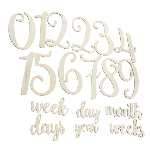 Abaodam 19pcs Wooden Milestone Months Signs Milestone Cards Sign Wood Milestone Cards Milestone Cards Newborn Milestone Cards Newborn Milestone Sign Growth Signs
