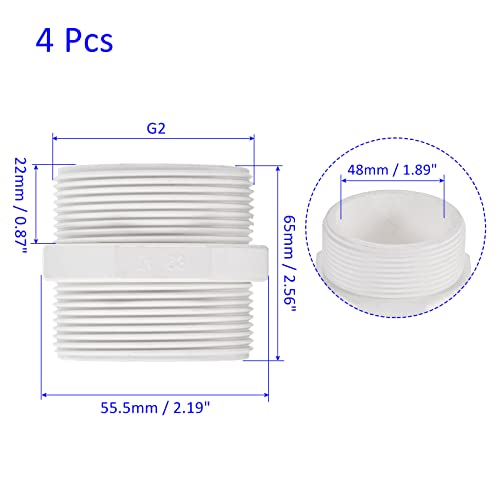 M METERXITY 4 Pack PVC Male Thread Pipe Fitting, Hex G2 Male Thread Adaptor Hose Connector, Fast Coupler Adapter - Image 4