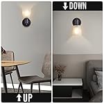 Wall Sconces Set of 2, Matte Black Vanity Lights for Bathroom, Modern Wall Light Fixtures with Rotary Switch, Wall Mount Light with Frosted Glass, Farmhouse Wall Lamp for Bedroom Mirror Living Room - Image 3