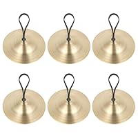6 Stück Fingerzimbeln Mini Becken, Party Instrument Bauchtanz Finger Cymbal Messing Mini Brass Fingerzimbeln Mit Elastischen Band, Musikinstrument Zimbeln Kit für Tänzer Ball Party (3 Paar)