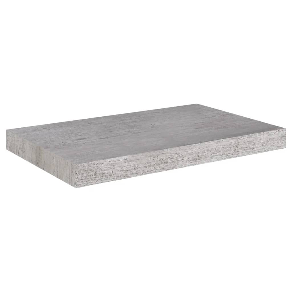 Estantería de pared, 4 unidades, color gris hormigón, 50 x 23 x 3,8 cm, MDF, fácil expansión de la superficie de la pared, estantería de almacenamiento para dormitorio, salón