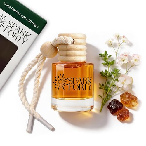 Sparkforty Floral Car Air Freshener, Natural Long-Lasting Fragrance, Elegant Wooden Cap Design, Vegan, Cruelty-Free, Paraben-Free