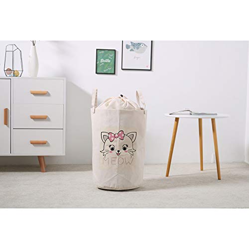 Panier à linge avec cordon de serrage sac de rangement coton bleu blanc