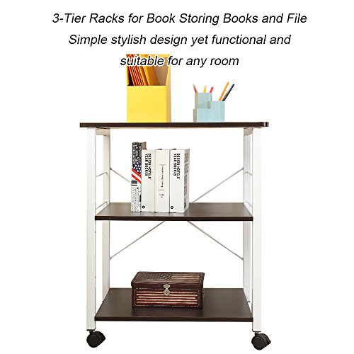 Soges 3-Tier Kitchen Baker's Rack, Utility Microwave Oven Stand Cart With Storage Shelves, Small Coffee Cart Station On Wheels, Black W4-Bk-N #TOP6