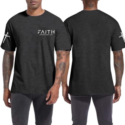 Christian Shirts for Men:Faith Cross Printed T-Shirts Christian Gifts for Men Jesus Shirts Holy Bible Tees2