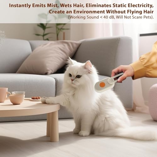 Image of 4 in 1 Cat Steam Brush for Shedding, Rechargeable Steam Cat Brush With Rotating Handle, for Massaging and Cleaning Shedding Pet Hair, for Cats Dogs(Cream)
