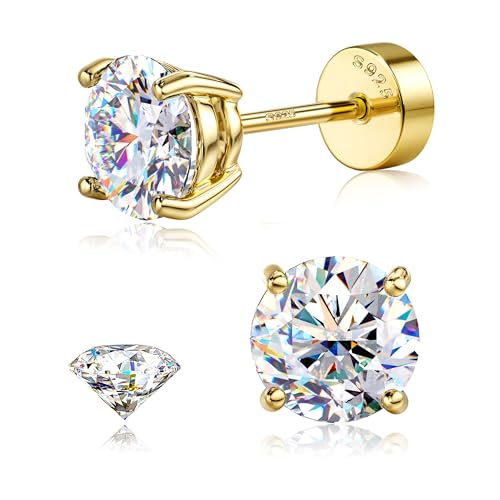 GEMQUEEN Moissanite Earrings Studs : D Color VVS1 Hypoallergenic 14K