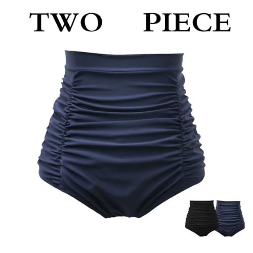 Image of COCOPEAR Women's Ruched High Waisted Bikini Bottom Retro Vintage Swim Short Tankinis