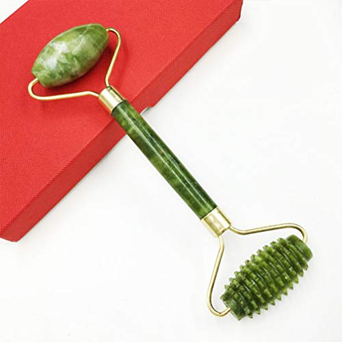 PIXNOR Rolo de jade para rosto, rolo de beleza facial de pedra, massageador reutilizável, raspador f