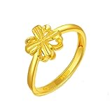 Anillo de oro de 24 K pura para las mujeres flor forma pétalos resizable brillante diseño hermoso y elegante 999soild anillos dorados