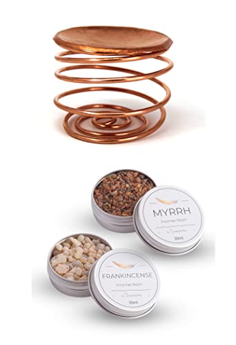 Brûleur d'encens en cuivre avec encens et myrrhe en résine 30 ml Boîtes religieuses - Méditation - Pleine conscience - Spirituel Cover