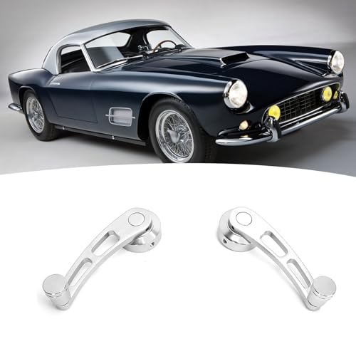 Image of 2PCS Universal Window Crank Handle Replacement, Silver Alloy Window Winder Riser for Classic Car & Truck, Includes Installation Tools & Hardware