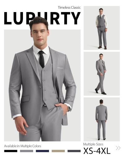 Image of LUPURTY Men's 3 Piece Suit, One Button Slim Fit Tuxedo | Includes Bow Tie, Jacket Vest & Pants, Single Breasted, Wrinkle Resistant, Ideal for Wedding Prom & Business Formal Events