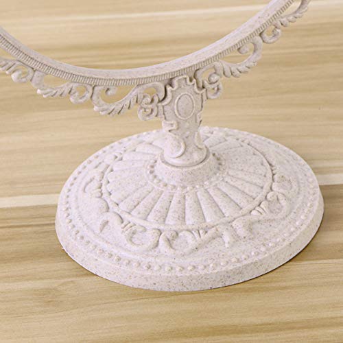 Heallily Heart Shaped Mirror Vanity Hear Shape Double Sided Magnifying Makeup Mirror Tabletop Makeup Mirror Vanity Mirror Cosmetic Mirror With 360 Degree Rotation (Beige) Vanity Mirror Magnifying #TOP5