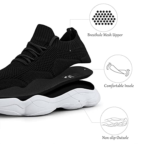 Feethit Womens Walking Shoes Lightweight Casual Slip On Fashion Sneakers Black White #TOP2