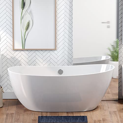 62 Inch Solid Surface Double Slipper Tub, Chrome Drain - Asher #TOP23